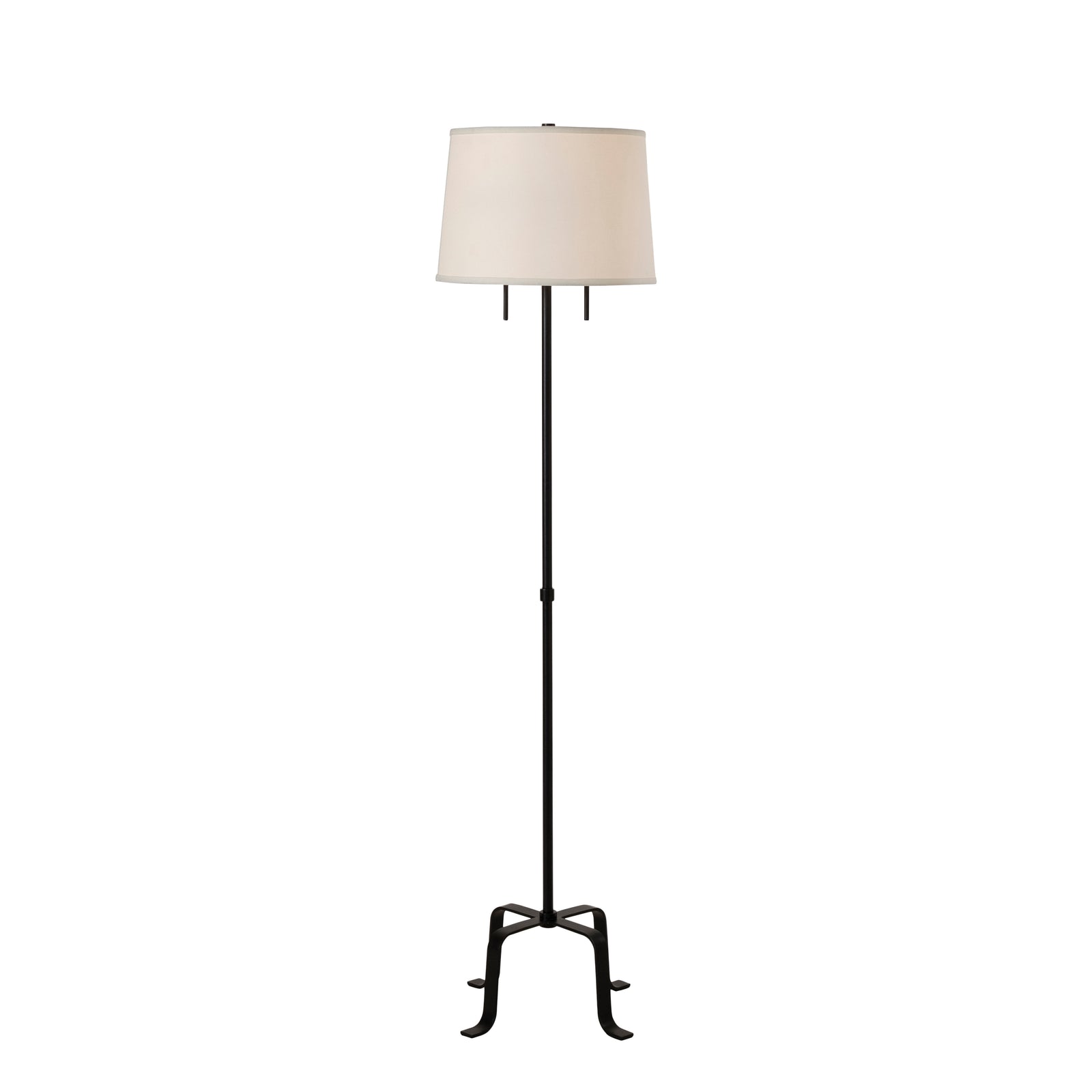 Ruslur floor lamp with a white shade and black metal base, standing upright.