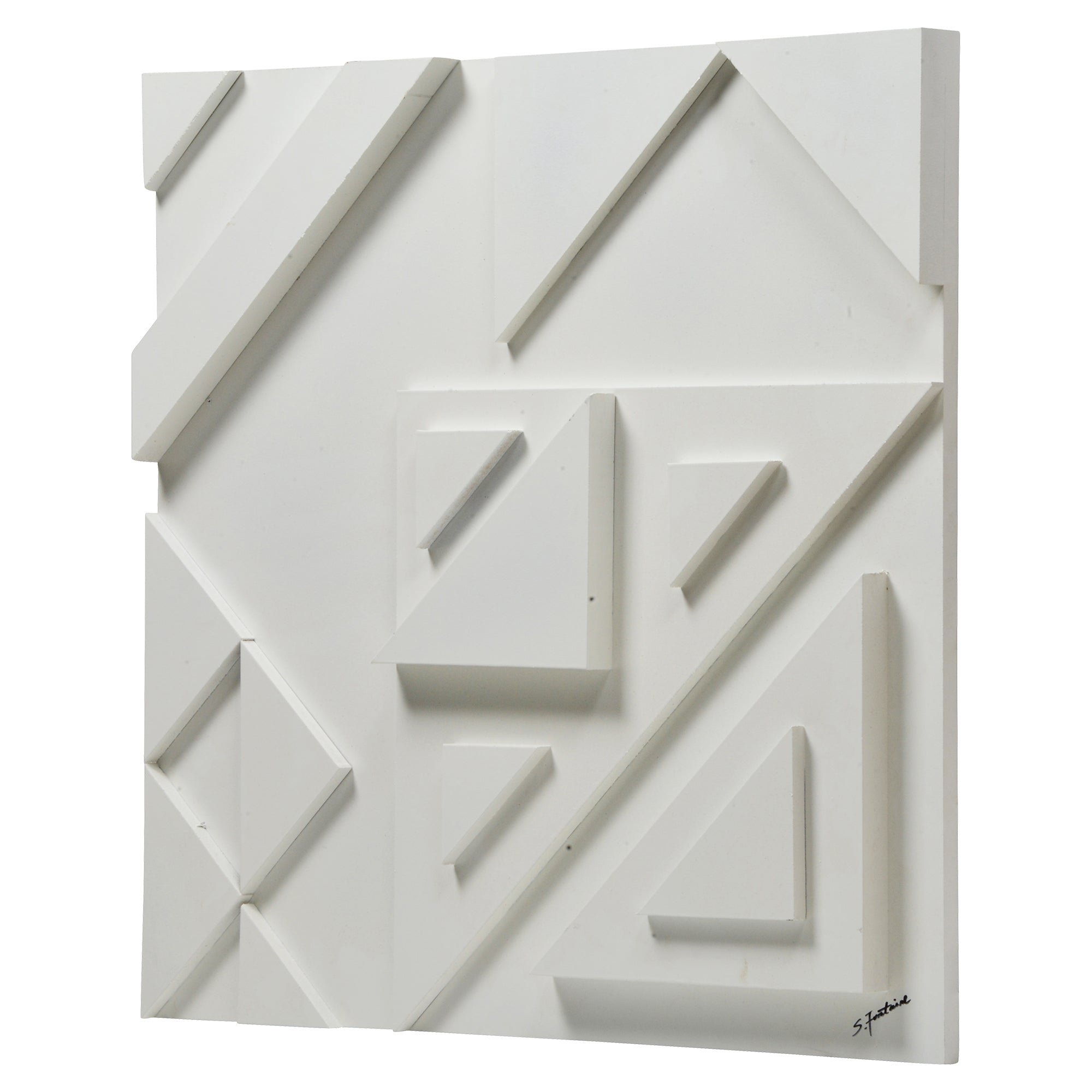 Vector III Wall Art in white showcasing a three-dimensional geometric design.