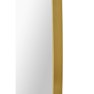Gallegos Wall Mirror with a sleek, gold metal frame and a smooth reflective surface, showcasing a modern design.