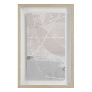 Rovereto Wall Decor featuring abstract design in soft pink and gray tones, framed in light wood.