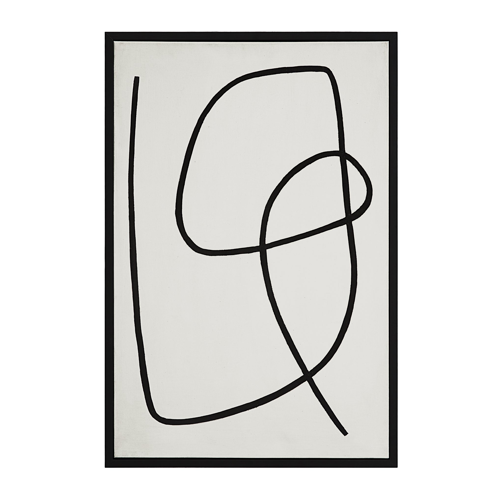 Moreau Canvas Art featuring abstract black lines on a white background in a black frame
