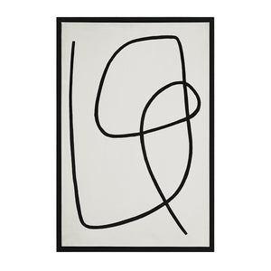 Moreau Canvas Art featuring abstract black lines on a white background in a black frame