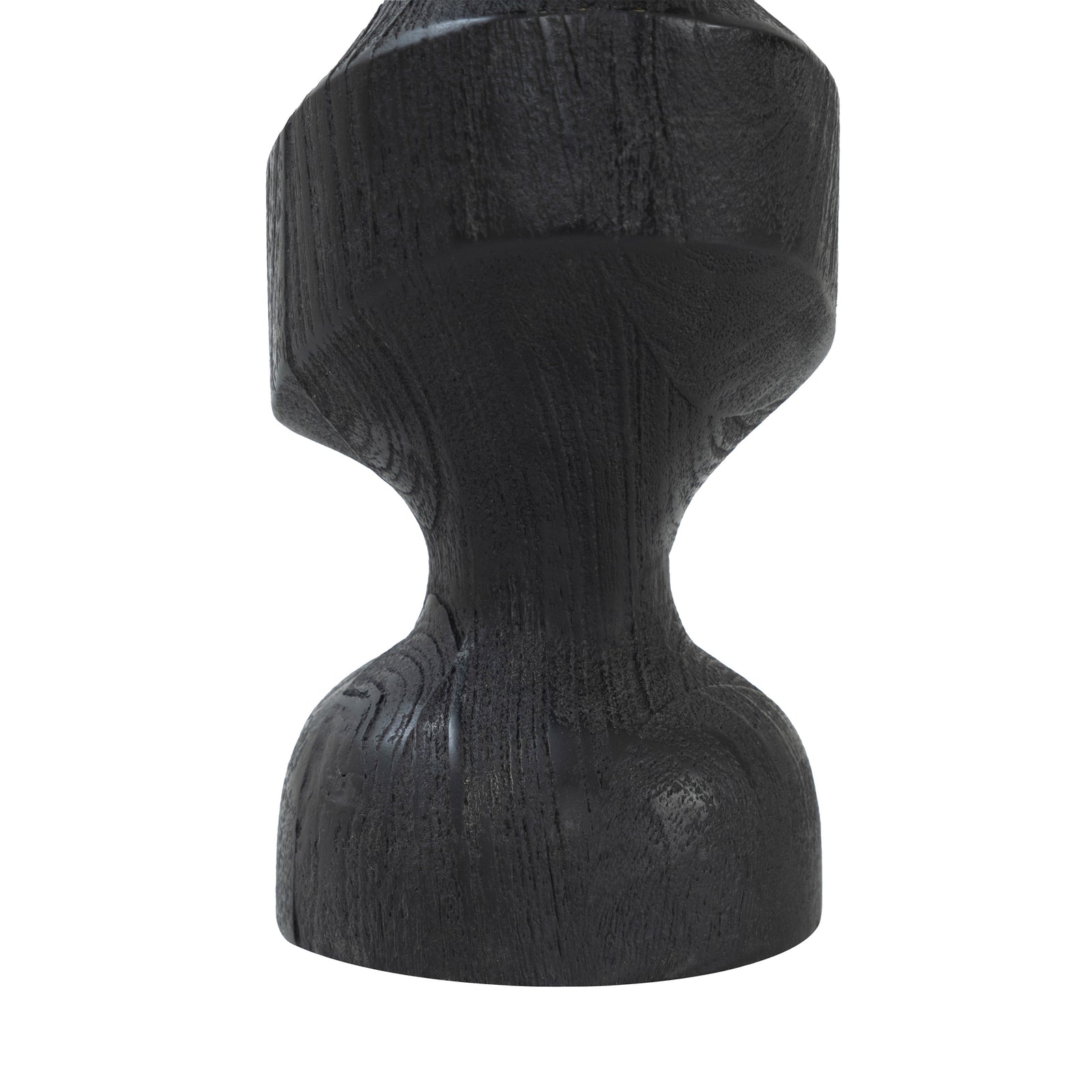 Severn by Renwil black wooden candle holder with a unique sculptural design.