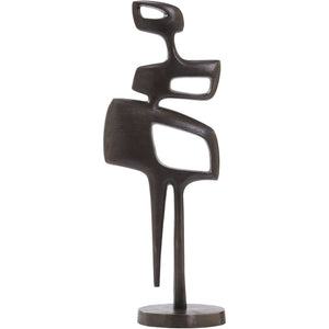 Pacino Indoor Aluminum Statue in Antique Nickel, abstract design, side view