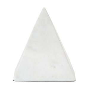 Symmetra statue in white marble, pyramid shape viewed from the front