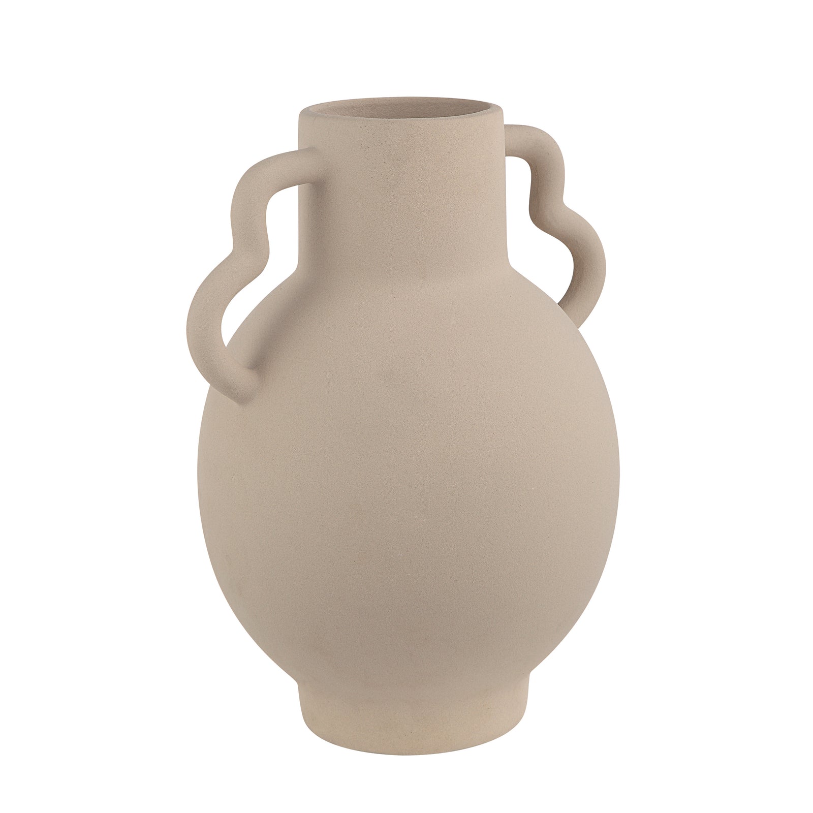 Monet Vase by Renwil, beige ceramic vase with two stylized handles