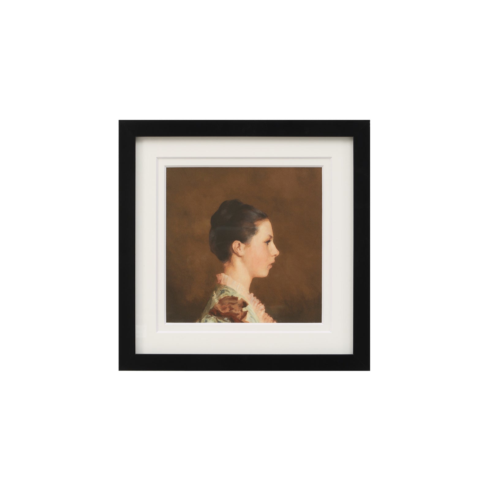 Madeleine canvas art featuring a profile portrait of a woman in a floral garment.