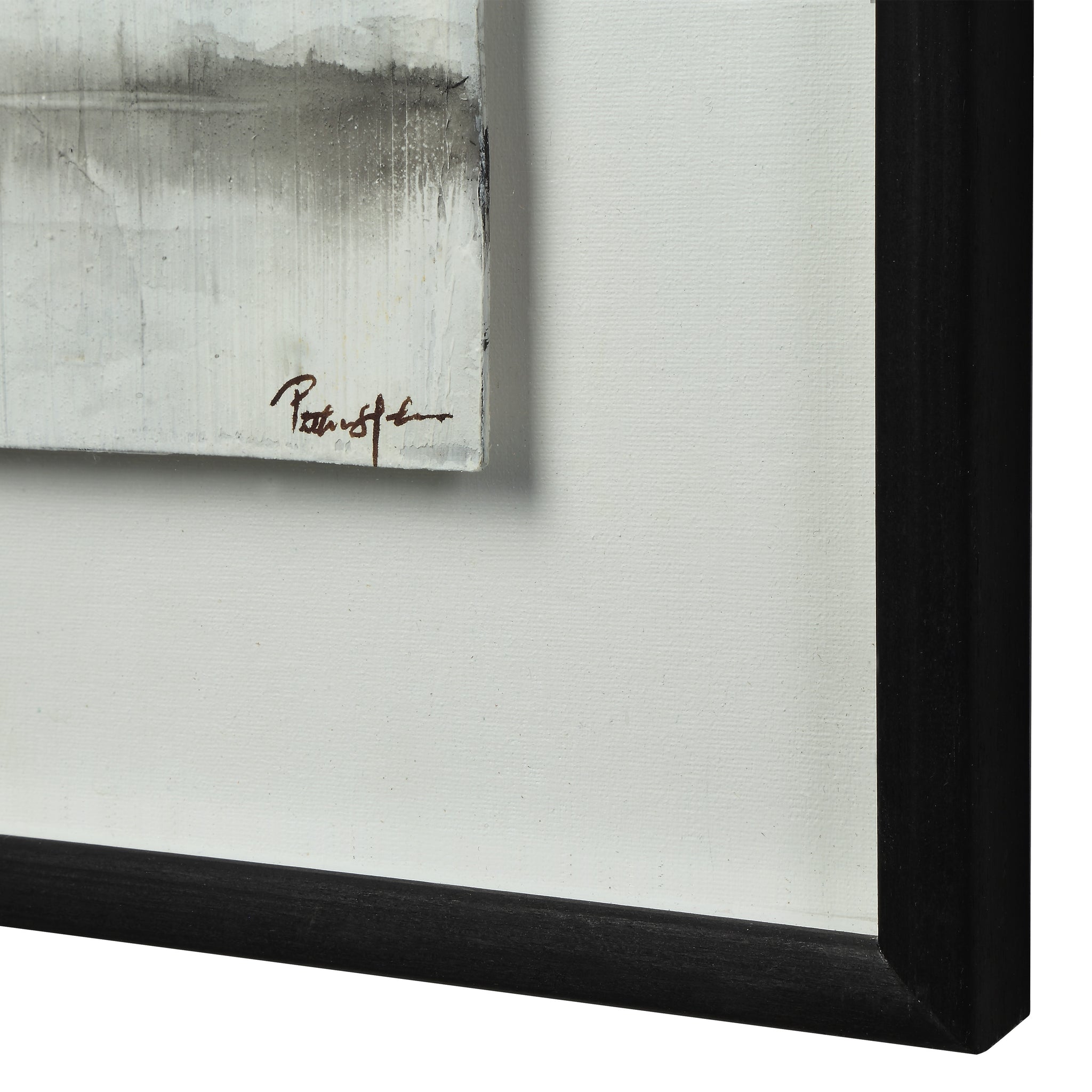Tangelo wall art by Renwil featuring a textured white and black abstract design with a black frame.