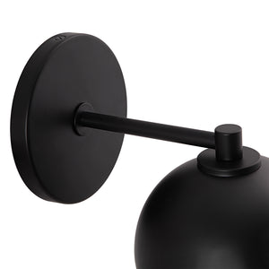 Atia Wall Sconce close-up view of the matte black wall mount and arm