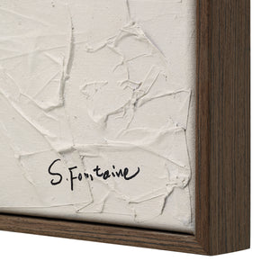 Close-up of Muralis canvas art texture with signature S. Fontaine on a wooden frame