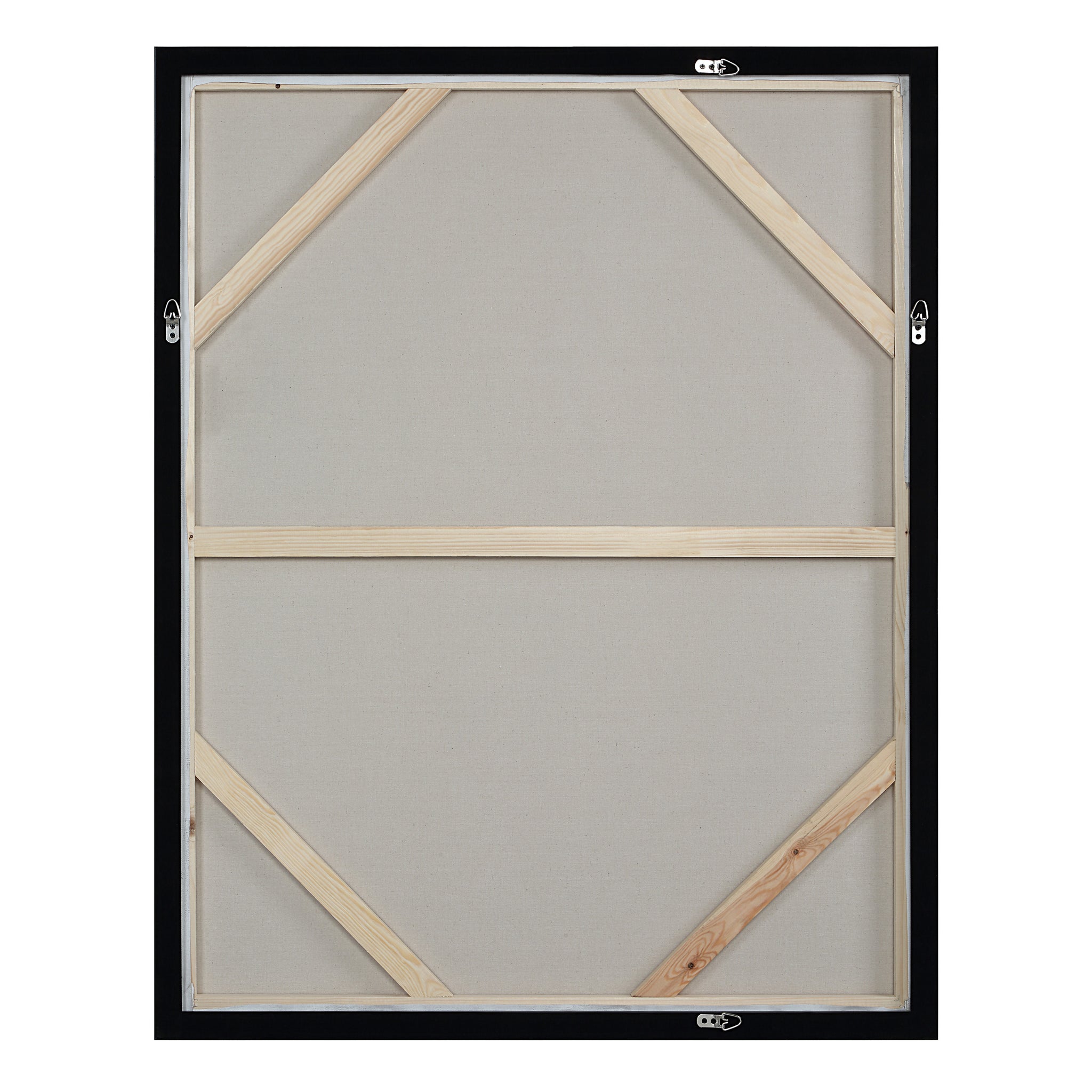 Back view of Cinta canvas art, showing the wooden frame and canvas support structure.