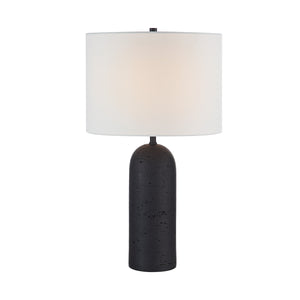 Single Augusta Table Lamp with a white shade and black textured base
