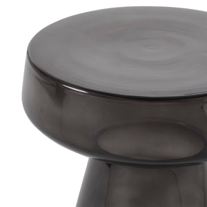 Lavinia table in dark smoke color highlighting the smooth rounded top