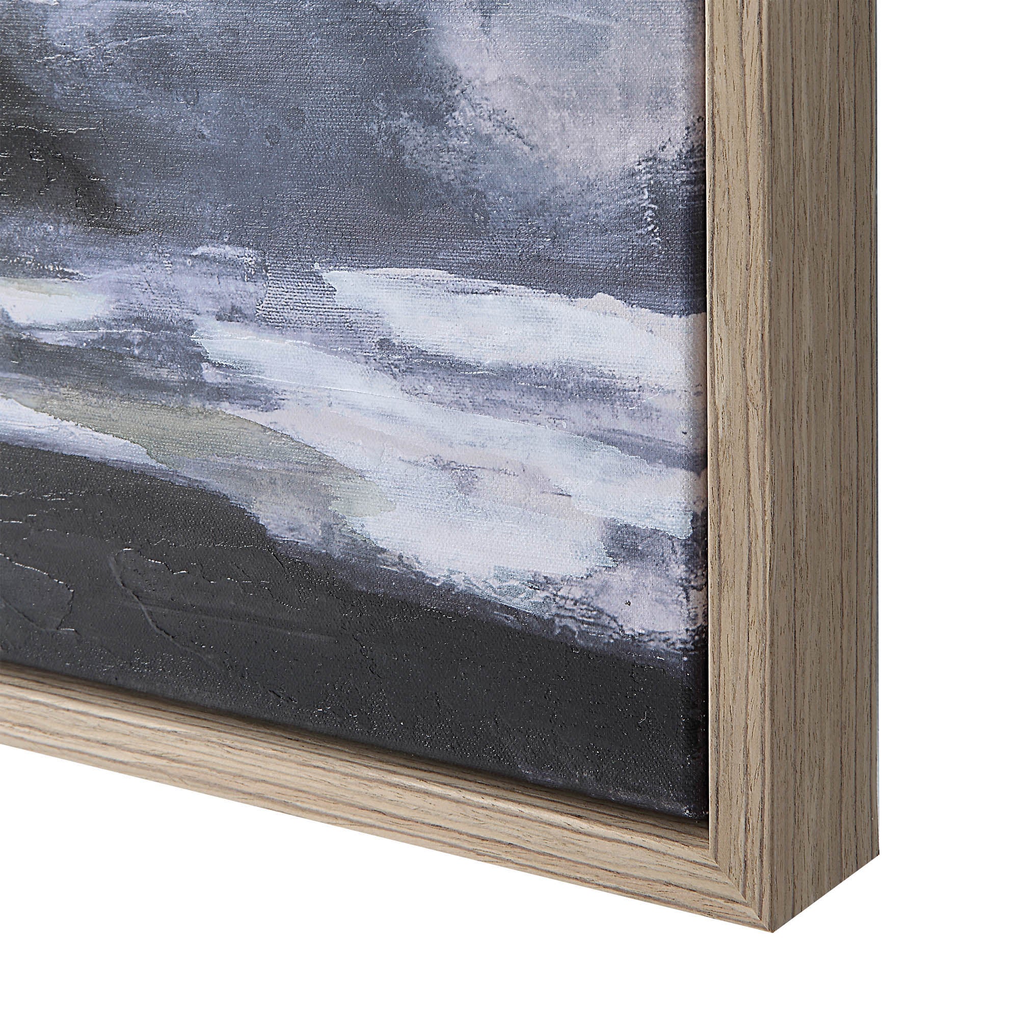 Close-up view of Catania canvas art, highlighting the textured surface and muted color palette.