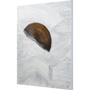Skylab canvas art showing a brown half-circle with textured white waves, viewed from the side.