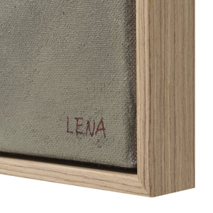 Close-up of Bruma canvas art showing textured surface and signature in red