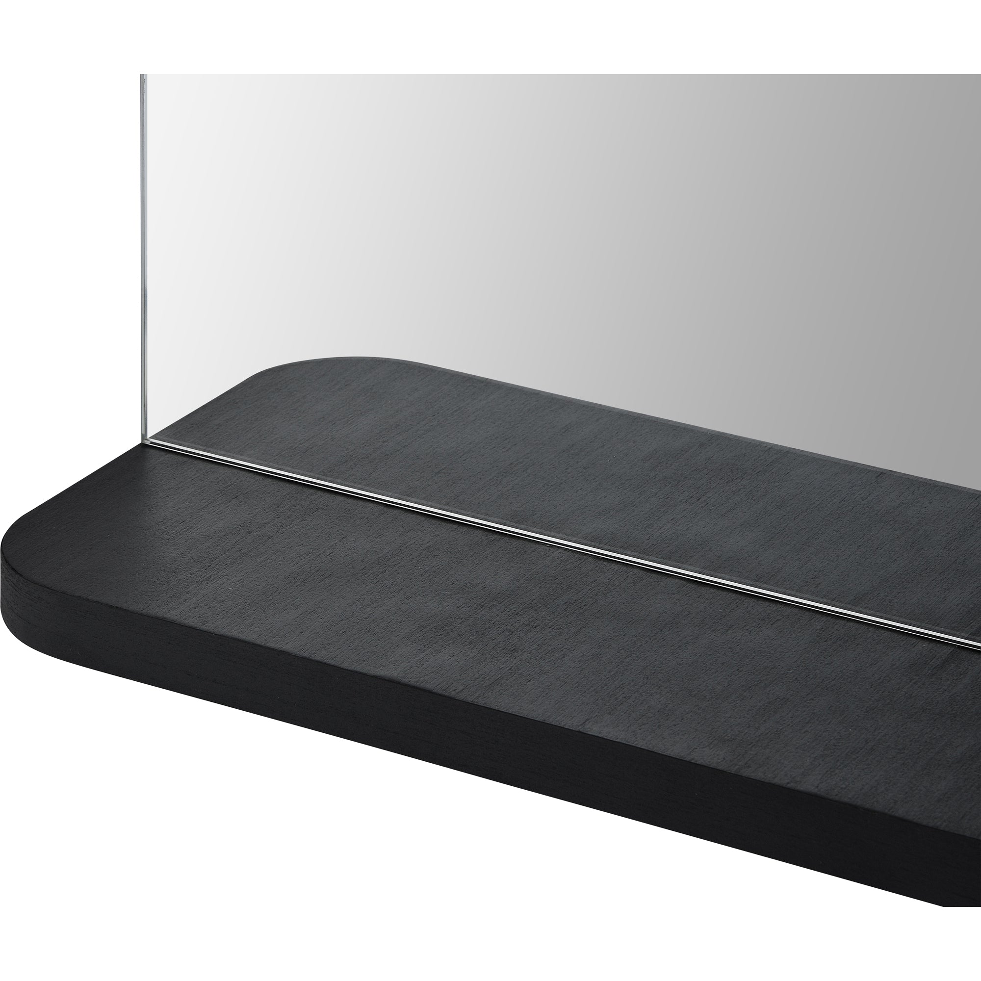 Close-up of Lucila Wall Mirror's black base and edge detail