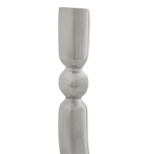 Darnay Candle Holder by Renwil in polished silver, showcasing a sleek, tall design with a round middle.