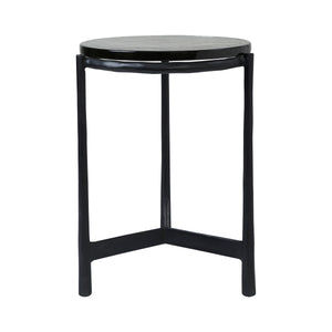 Avila Side Table with a round black top and slender black legs