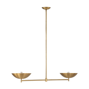 Waxlow lighting fixture in brushed gold finish with two bowl-shaped shades