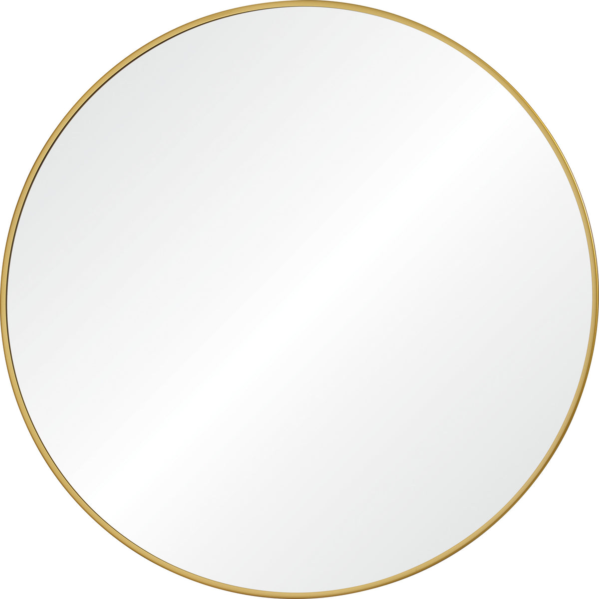 Alegre Wall Mirror with a round shape and a thin gold frame.