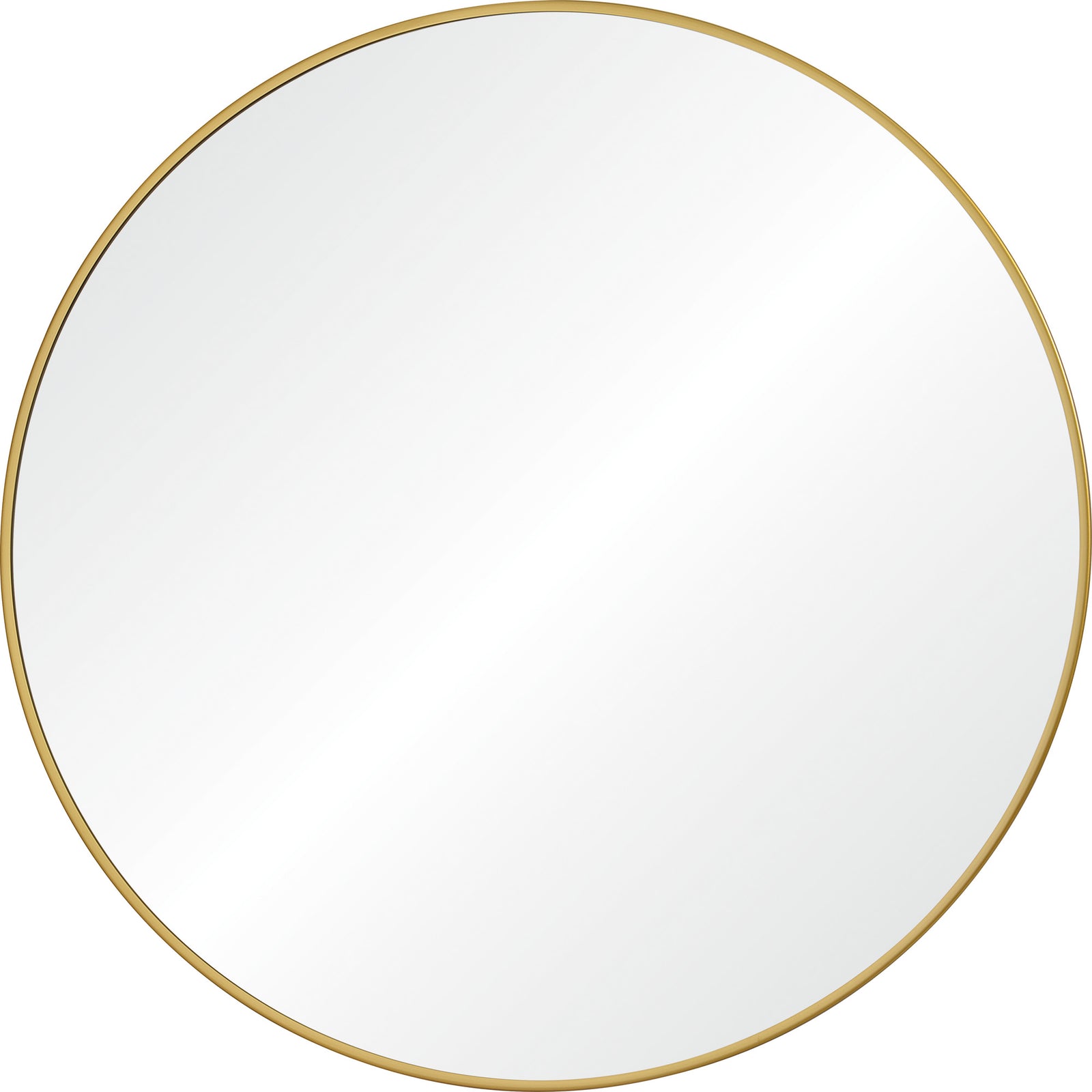 Alegre Wall Mirror with a round shape and a thin gold frame.