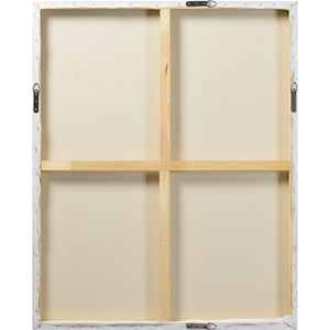 Back view of Skylab canvas art showing the wooden frame and canvas backing.
