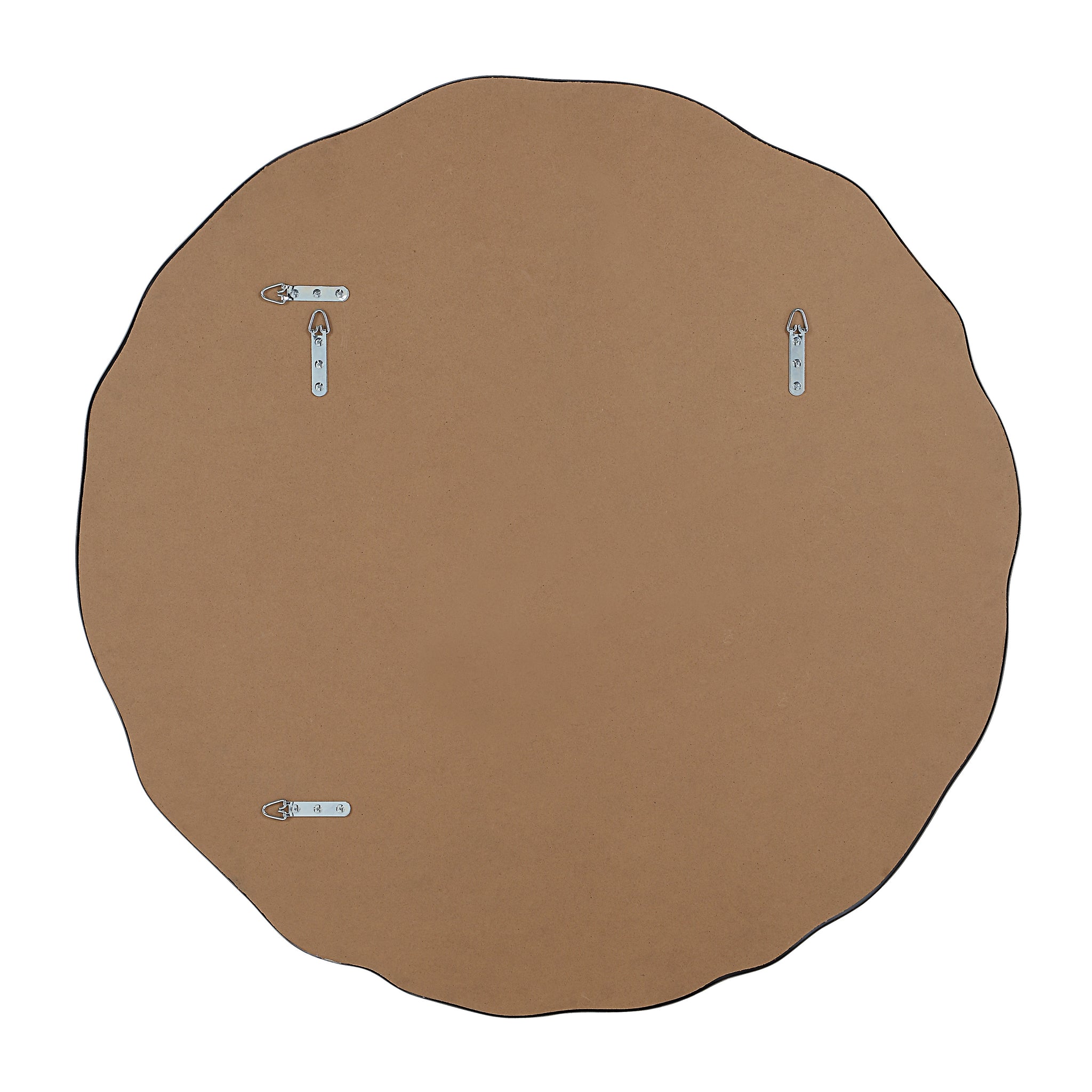 Back view of the Knox mirror showing a brown backing with mounting hardware.