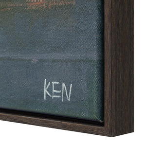 Close-up of Panorama canvas art showing the signature 'KEN' on the edge.