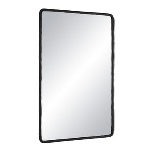 Jorah Wall Mirror angled view showcasing its black frame and reflective surface.