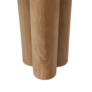 Bottom view of Honey Side Table highlighting its three cylindrical legs in natural wood
