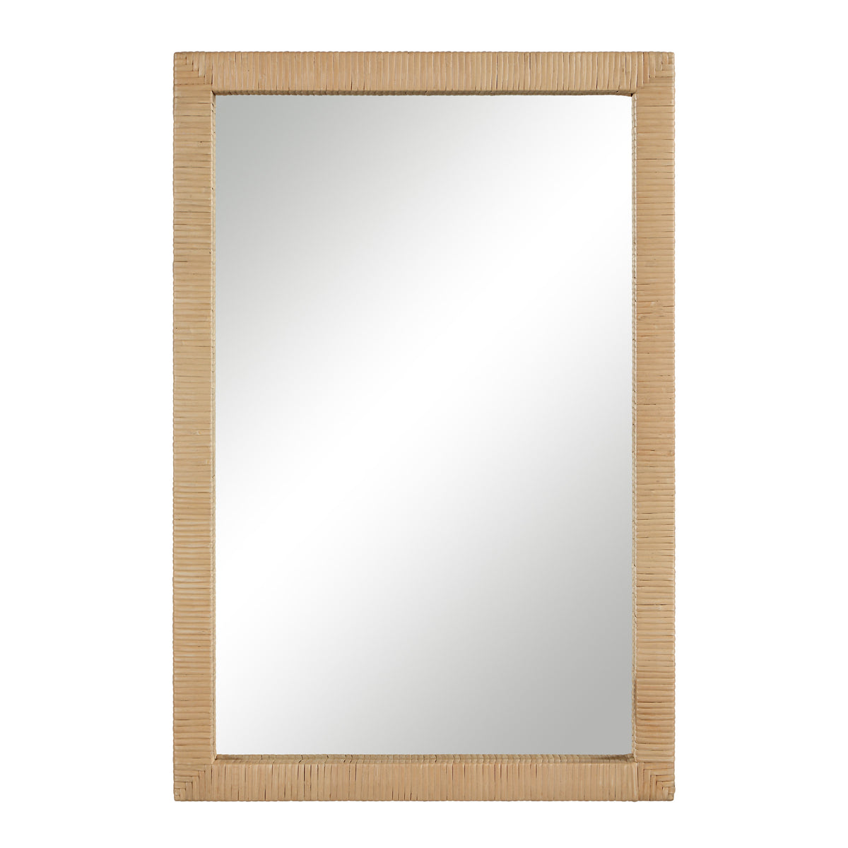 Sara mirror by Renwil with a textured natural wood frame and clear reflective surface.
