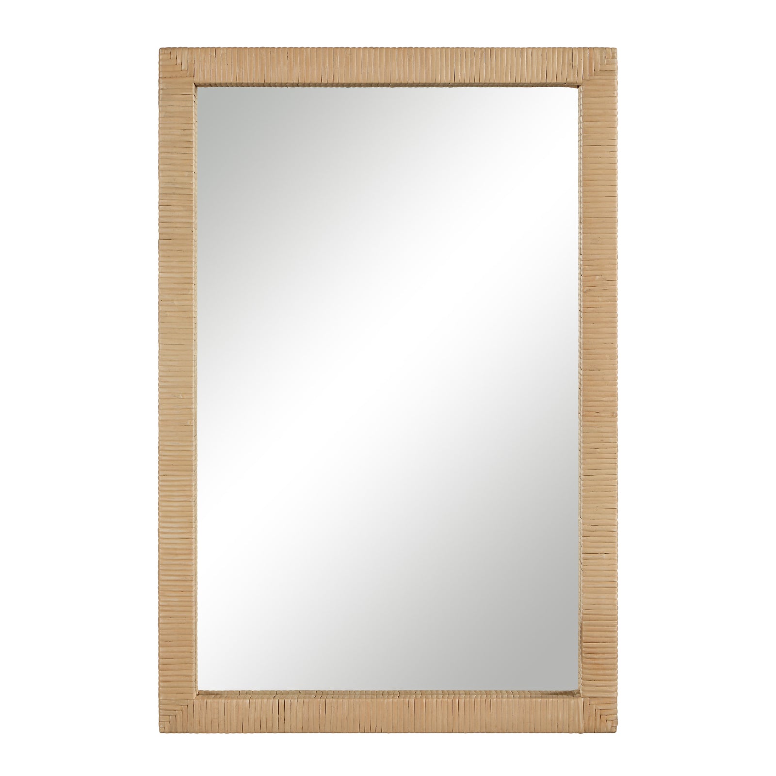 Sara mirror by Renwil with a textured natural wood frame and clear reflective surface.