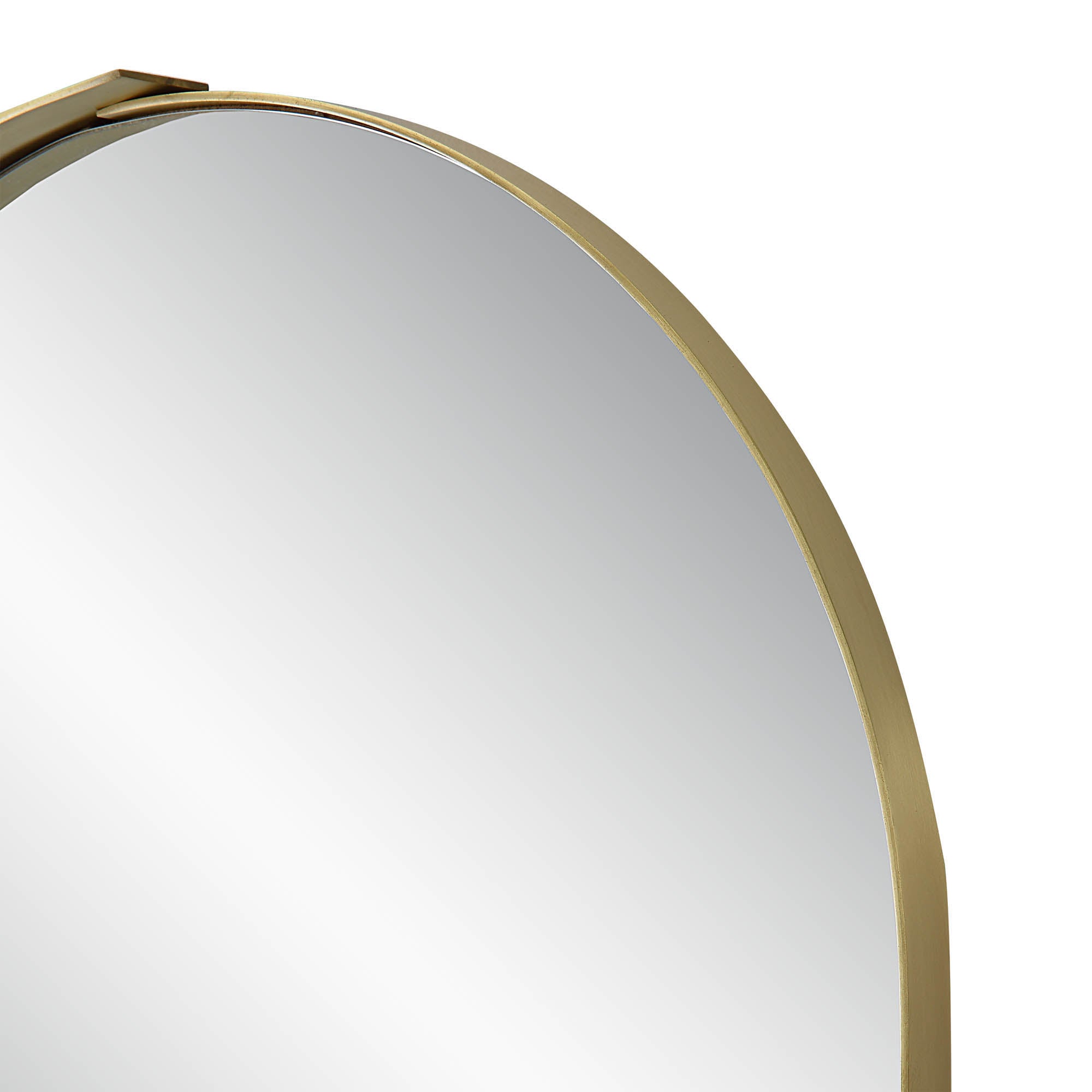 Close-up of Aleah Wall Mirror showing the gold frame and smooth reflective surface.