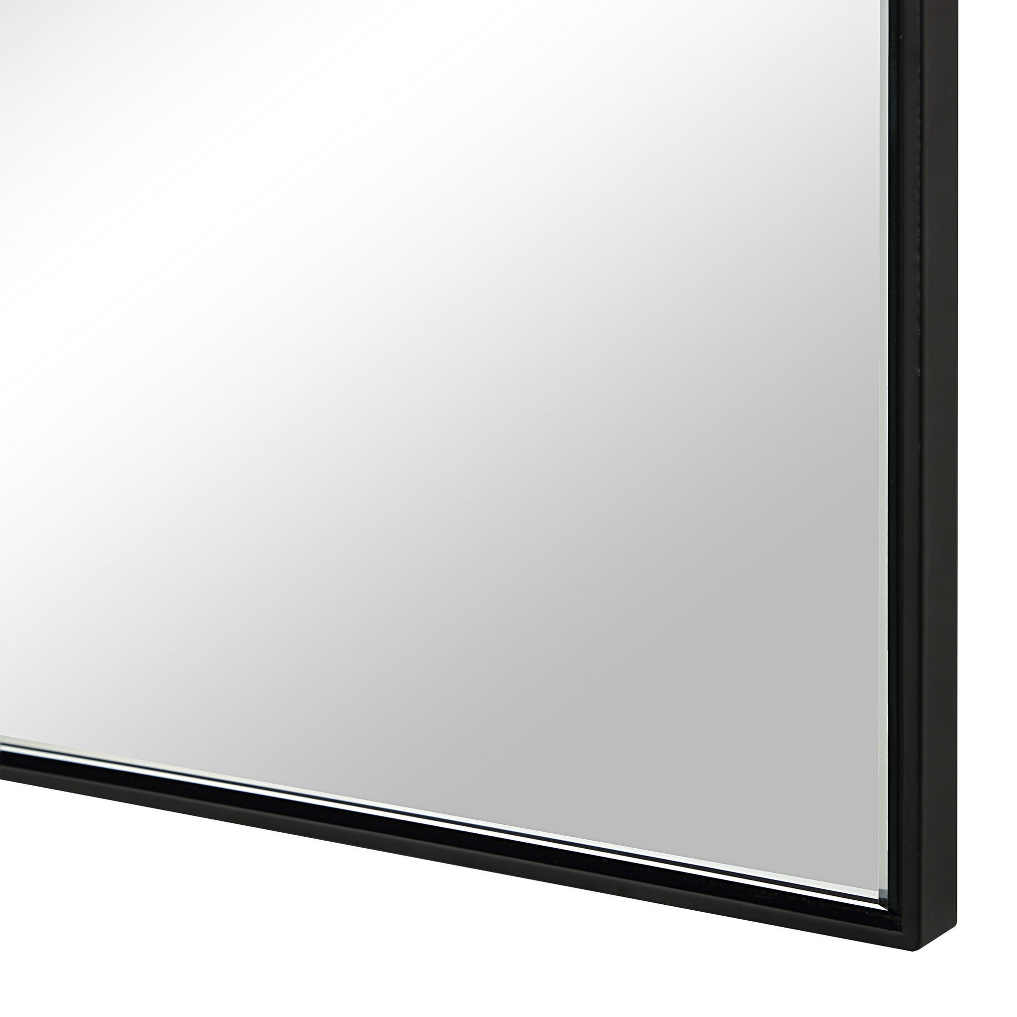 Loutro mirror by Renwil, close-up of the black frame and reflective edge.