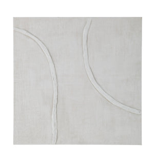 Lacey canvas art featuring abstract white lines on a textured light background.