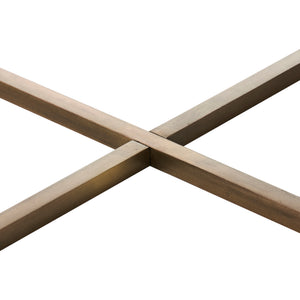 Liana Table by Renwil, showing the cross-section of the bronze metal base.