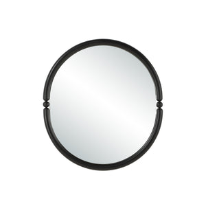 Ditto mirror by Renwil, round shape with a black frame and smooth reflective surface.