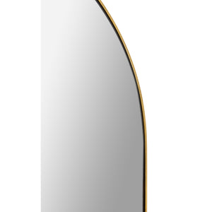 Thatcher Full Length Mirror with a curved gold frame and reflective surface.