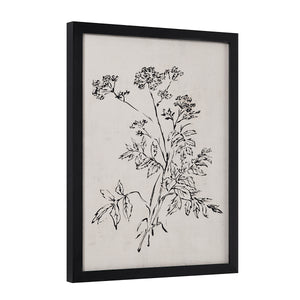 Basset Canvas Art showing a side view of a framed botanical illustration with black outlines.