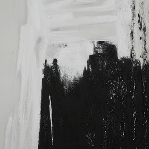 Close-up of Nantes Canvas Art showing black and white abstract brush strokes.