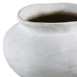 Ella vase by Renwil, close-up view of the white ceramic with a soft, textured finish.
