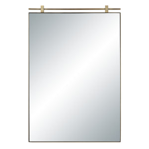 Neem mirror by Renwil, rectangular design with a sleek metal frame and top bar in gold.