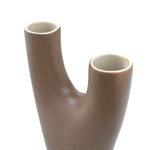 Garnier Small Vase with a textured brown exterior and white interior, highlighting its modern design.