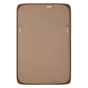 Back view of Sisley mirror showing a flat surface with mounting hardware and a brown backing.