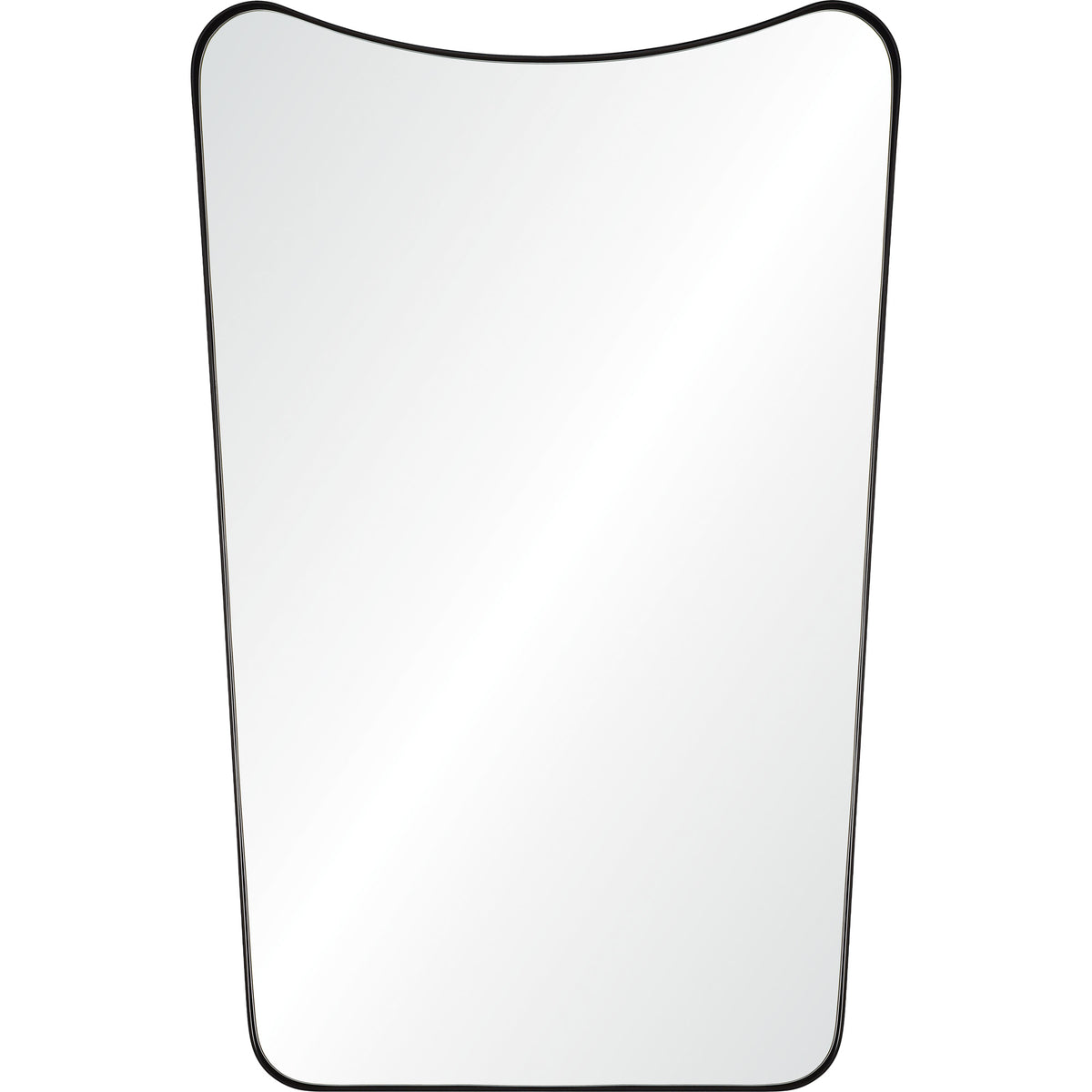 Nashua Wall Mirror with a curved top, black frame, and clear reflective surface