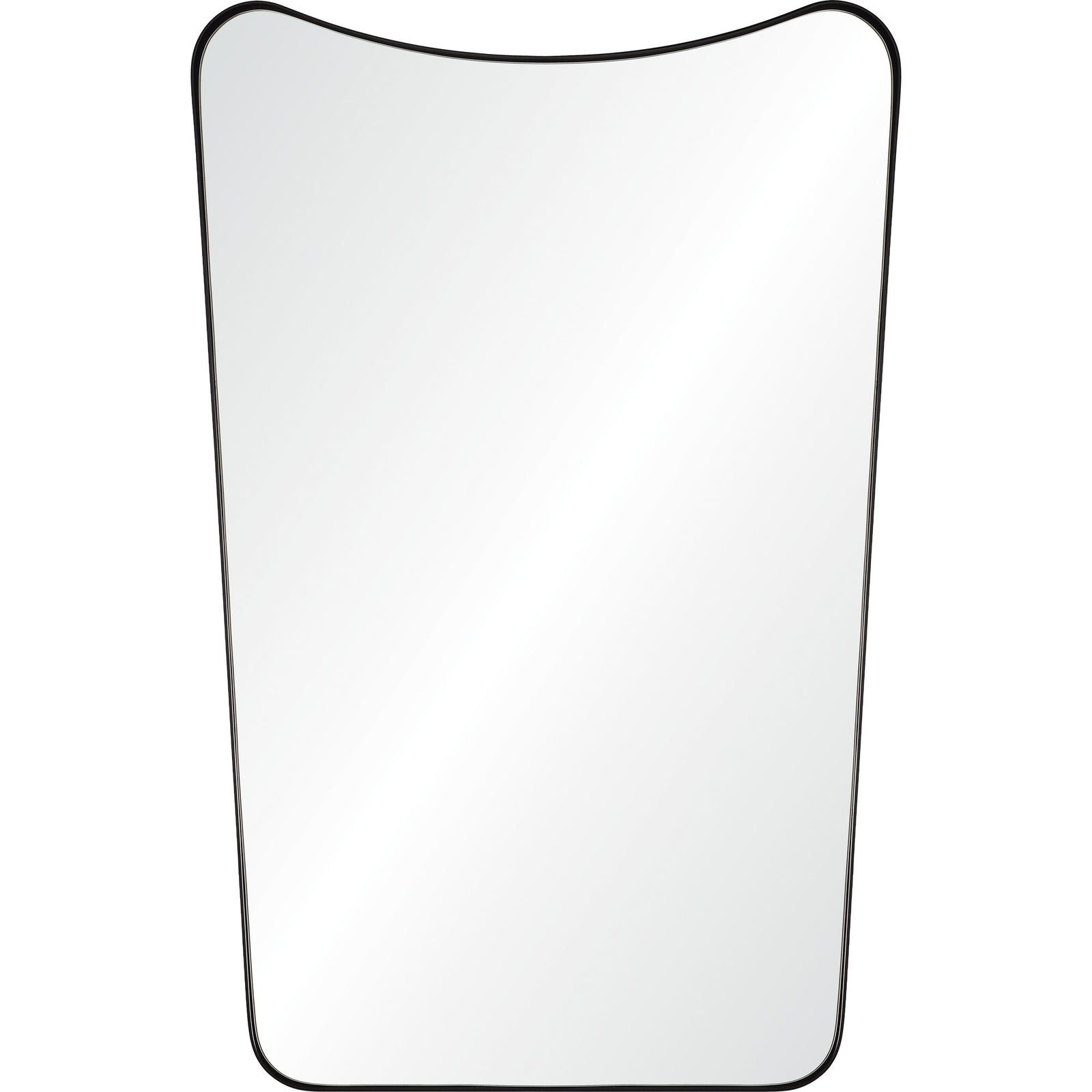 Nashua Wall Mirror with a curved top, black frame, and clear reflective surface