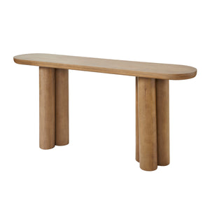 Ramona Console Table featuring a smooth light wood surface and rounded legs