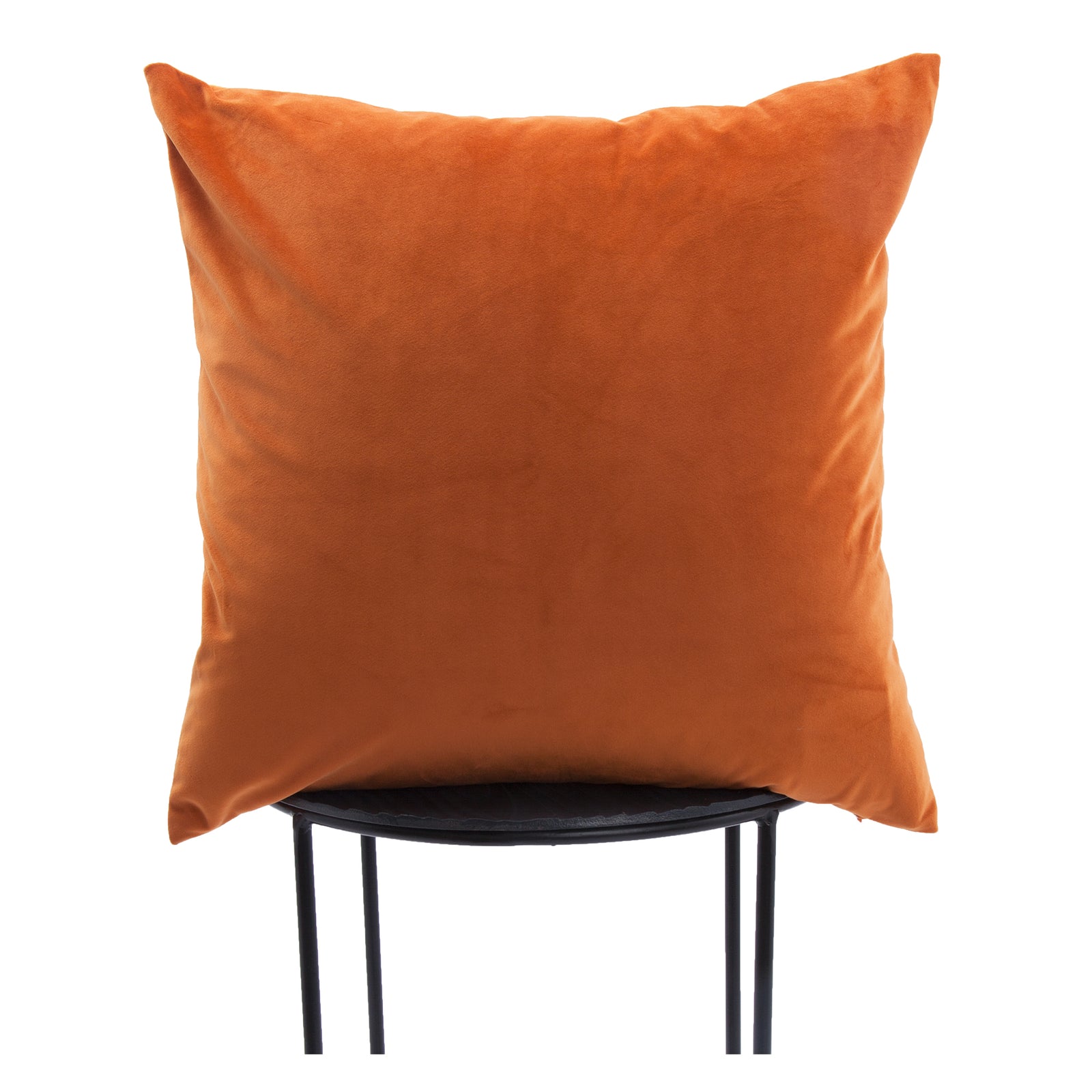 Prato Indoor Pillow in vibrant orange velvet, showcasing a smooth texture and plush design.