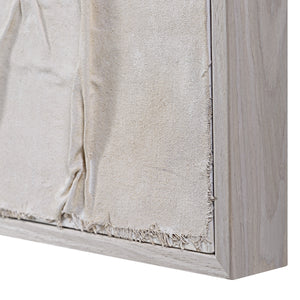 Bianchi wall art featuring a textured canvas with frayed edges and a light wood frame.